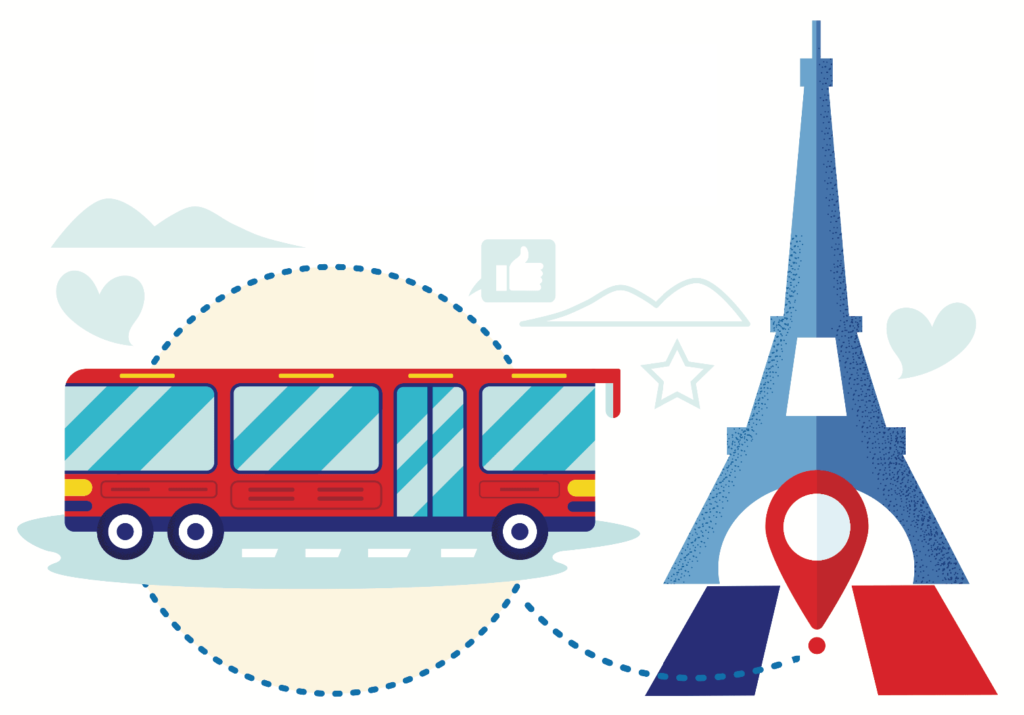 Ilustracion del autobus Hop On Hop Off Open Tours en Paris