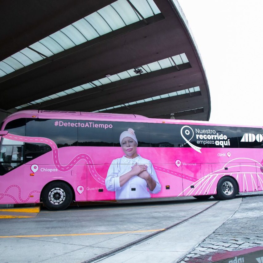 autobus de caravana rosa